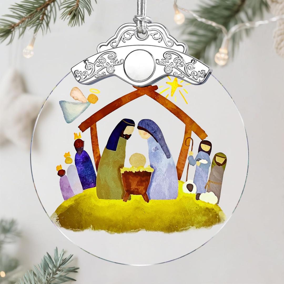 2 x Nativity Ornament | Nativity Scene | Christmas Ornament | Christmas Decoration | Holiday Decor | Religious Gifts | Christian Gifts | Gift Exchange | Gift Idea - Pattern B