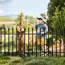 Metal Garden Fence 24 inch High x 24 inch Wide (10 Panels, Total Length 20 feet) Decorative Fence Border Fence Landscape Fencing for Dog, Flower Bed, Yard, Animal Barrier (Black)
