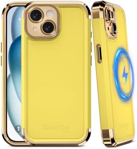 COOLQO Magnetic for iPhone 14 Case [Military Grade Drop Protection] iPhone 14 Magnetic Case, Shockproof Protective Phone Case Cover for iPhone 14 6.1'', Yellow Gold