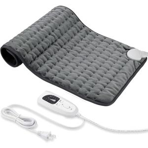 Electric Heating pad for Back Neck Shoulder Knee Arms Legs- Electric Heat Pads with 6 Heat Settings & Auto Shut Off &Dry/Moist Heat Heating Pad for Birthday Mother Father Gril Men Women (24"X12", Dark Grey)