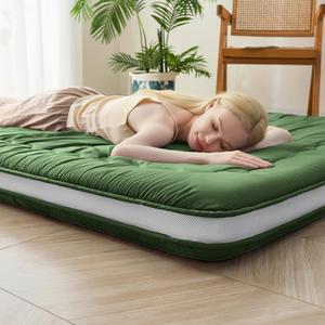 Syalife Japanese Futon Mattress Floor Mattress Twin Size, 4" Thicken Foldable & Portable Floor Bed Sleeping Pad, Traditional Shikibuton 32D Foam Filled, Design in Japan (Green, 39 * 80)