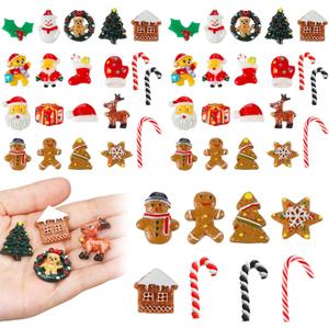 VioraWhite 60 Pcs Christmas Miniatures for Crafts Christmas Resin Flatback Slime Charms Embellishments Charms for Christmas Craft Scrapbooking Decor