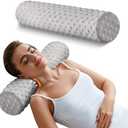 Sino Salected Memory Foam Round Pillow, Cervical Neck Pillow for Pain Relief, Cylinder Pillows 18"x 4", Removable Cover, Neck Roll Pillow for Sleeping, Velvet Dots, Grey