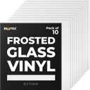 Frosted Vinyl for Glass [12in x 11in] Compatible with Cricut, Silhouette and More. Permanent Adhesive White Translucent Etched Glass Vinyl [Pack of 10]