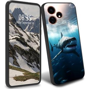 TPU Case for Boost Celero 5G Plus 2024/Celero 3 5G Plus(XD6U695DS) Slim Black Soft TPU Phone Case Shockproof Anti-Drop Full Body Protection Cover,Shark in the Ocean