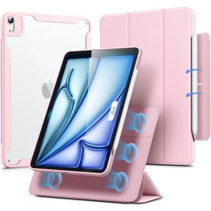 ESR for iPad Air 11 Inch Case M3/M2 (2025/2024), iPad Air 5th/4th Gen Case (2022/2020) 10.9 Inch with Pencil Holder, Removable Magnetic Cover, Vertical Stand, Rebound 360 Series, Pink