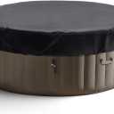 Round Hot Tub Cover 420D Polyester Waterproof Spa Covers for Hot Tub Replacement Outdoor Patio Hot Tub Protector (Black, 75" Dx12 H)