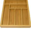 Juvale Bamboo Silverware Organizer for Drawer, Kitchen, 6 Slot Utensil Tray 