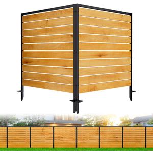 2 Panels No Dig Wooden Privacy Fence Screen, 42" H X 40" W Outdoor Air Conditioner Fences, Hide Trash Bins Or Ac Units, Decorative Garden, Patio, Backyard Fence -Temporary Fencing
