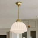 Milk Glass Pendant Light 11" Brass Semi Flush Mount Pendant Light Fixture