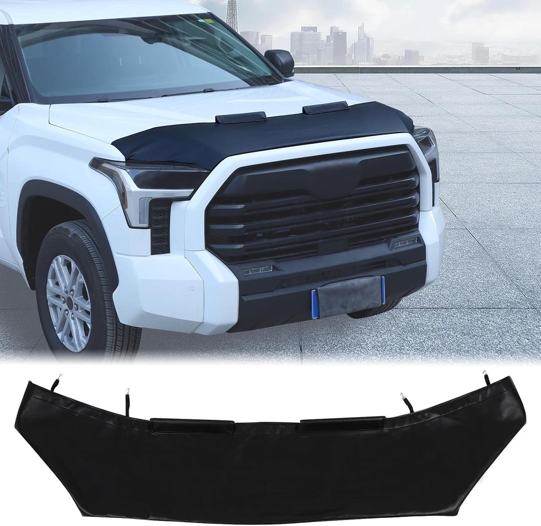 Aunginsy Car Hood Protector Bra Compatible with Toyota Tundra/Sequoia 2022 2023 2024 Front Hood Cover Leather Protector Cover Half Hood Bonnet Bra Front Car Cover Mask Hood Shield Exterior Accessories (Black)