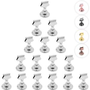 Urban Deco 16PK Table Number Holders Place Card Holders 1.7 Inch Table Card Holders Steel Card Holders for Photos, Food Signs, Memo Notes, Weddings, Restaurants, Birthdays(Silver)