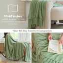 Simple&Opulence Soft Chenille Throw Blanket 50'' x 60'' - Cozy Fluffy Blanket with Fringe Tassel, Farmhouse Boho Blankets for Couch Bed Office Chair Gift Home Decor All Season Use,Sage Green