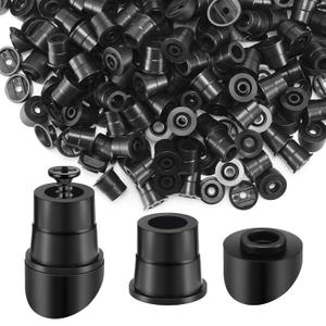 Pushglossy 150 Set Stair Baluster Connectors for 3/4 Inch Balusters, Round Railing Base Adapters with Screws for Staircase Handrail, Plastic Deck Railing Connectors for Indoor Outdoor Stair Parts