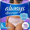 Always Discreet Adult Incontinence Underwear for Women and Postpartum Underwear, L, Up to 100% Bladder Leak Protection, 76 Count (Packaging May Vary) (Large)