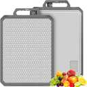 Titanium Cutting Board, Double Sided 17.212 Non Toxic Chopping Board for Kitchen, Titanium and Wheat Straw PP, Food Grade, Non-Slip Silicone Edge, Scratch Resistant Mesh Design, Large Size
