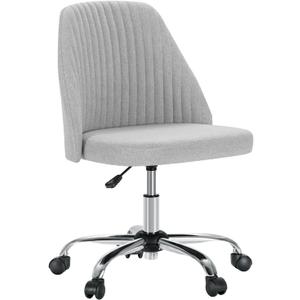 DUMOS Office Chair, Comfy Desk Chair Rolling Vanity Swivel Task Chairs with Wheels, Wide Seating Armless Height Adjustable Computer Chairs for Home,Bedroom,Student,Adults, Classic Grey, Medium
