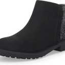 Coutgo Girls Glitter Ankle Boots Kids Ruffle Dress Booties Fashion Chunky Side Zip Casual Shoes, 8