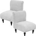 Armless Accent Chair Cover Stretch Leaf Jacquard Chair Covers for Living Room Armless Slipper Chair Slipcover Chair Furniture Protector Covers (Light Grey, 2PCS)