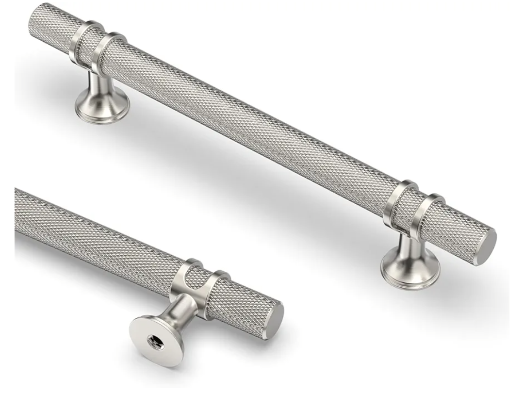 Asidrama 10 Pack 5 Inch(128mm) Knurled Brushed Satin Nickel Kitchen Cabinet Handles, Cabinet Pulls Kitchen Cabinet Hardware Cupboard Handles Drawer Pulls