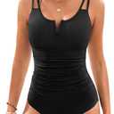 Womens One Piece Swimsuit Tummy Control - Slimming Bathing Suit V Wired Full Coverage 2025 Swimwear (Medium, Black)