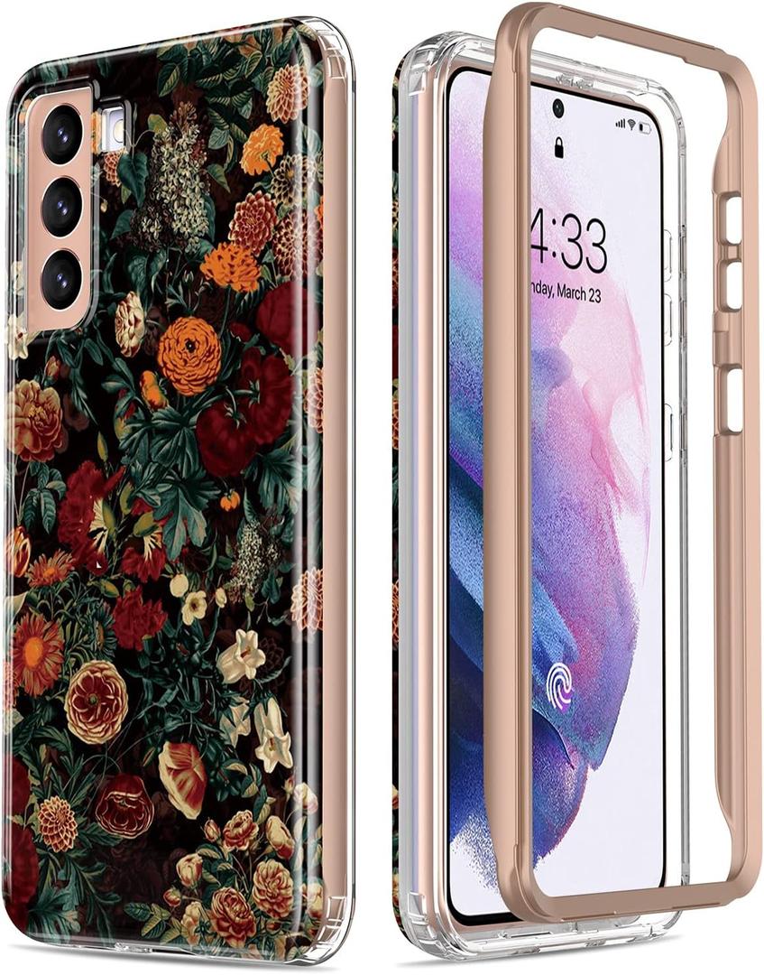 ESDOT for Samsung Galaxy S21 Case,Military Grade Passing 21ft Drop Test,Rugged Cover with Fashionable Designs for Women Girls,Shockproof Protective Phone Case for Galaxy S21 6.2" Flower Garden