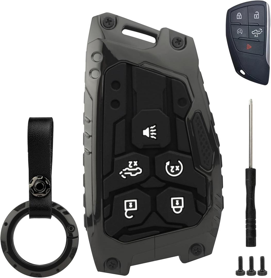 Key Fob Cover for Chevy Silverado 1500 2022-2025, for GMC Sierra 1500, Compatible with 2024-2025 Silverado Sierra 2500HD 3500HD, Key Fob Protector Keychains for Chevy Card Key Accessories