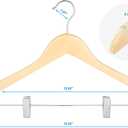 TOPIA HANGER Wooden Suit Hangers with Adjustable Metal Clips (20 Pack), Solid Smooth Wood Clothes Hangers, 360 Swivel Hook, Premium Pants Hangers for Clothes Coat, Jeans, Blouse-Natural, CT28N20