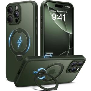 Dibrell Magnetic for iPhone 16 Pro Max Case, [Unbreakable & Magnetic Stand] [Military-Grade Protection] [Compatible with MagSafe] Slim Translucent Matte Shockproof Phone Cover, Deep Green