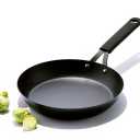 OXO Obsidian Pre-Seasoned Carbon Steel, 8" Frying Pan Skillet with Removable Silicone Handle Holder, Induction, Oven Safe, 1.8 Liters, Black