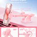 VICSEED Pink Phone Holder for Your Car [Sturdy & Durable] [Powerful Suction] Dashboard Windshield Air Vent Car Phone Holder Hands Free Phone Mount for Car for iPhone Android, Pink Car Accessories