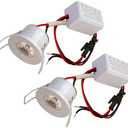 Scpopfer 1 Pack 1W Mini Spotlights Indoor Recessed Ceiling Showcase Display Under-Cabinet Lights Fixture with AC 110V/220V to DC 3-12V LED Driver Power Supply 3000K Warm-White Lighting White-Shell