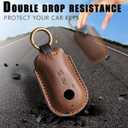 for Mercedes Key fob Cover. Compatible with Mercedes Benz C, CLE, E, S-Class, SL, EQE, EQS, GLC GLS 3 Button Smart Leather Car Key Protector Case Shell Chain Accessories/ Brown