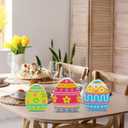 Threan 3 Pcs Easter Table Decoration Easter Egg Table Wooden Signs Spring Egg Wood Tabletop Centerpiece Decorations for Home Dining Room Party Office Decor