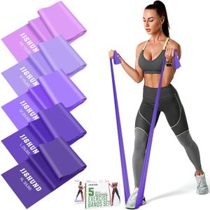5 Pcs Resistance Bands, Professional Exercise Bands Elastic Stretch Bands for Fitness Yoga Pilates Stretching Strength Training, Workout Bands for Women and Men Home Gym (Gradient purple)
