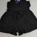 Women's Charming Ribbed Pajamas Set Two-Piece Crop Top & High-Waist Shorts for Comfort & Style XL  Black
