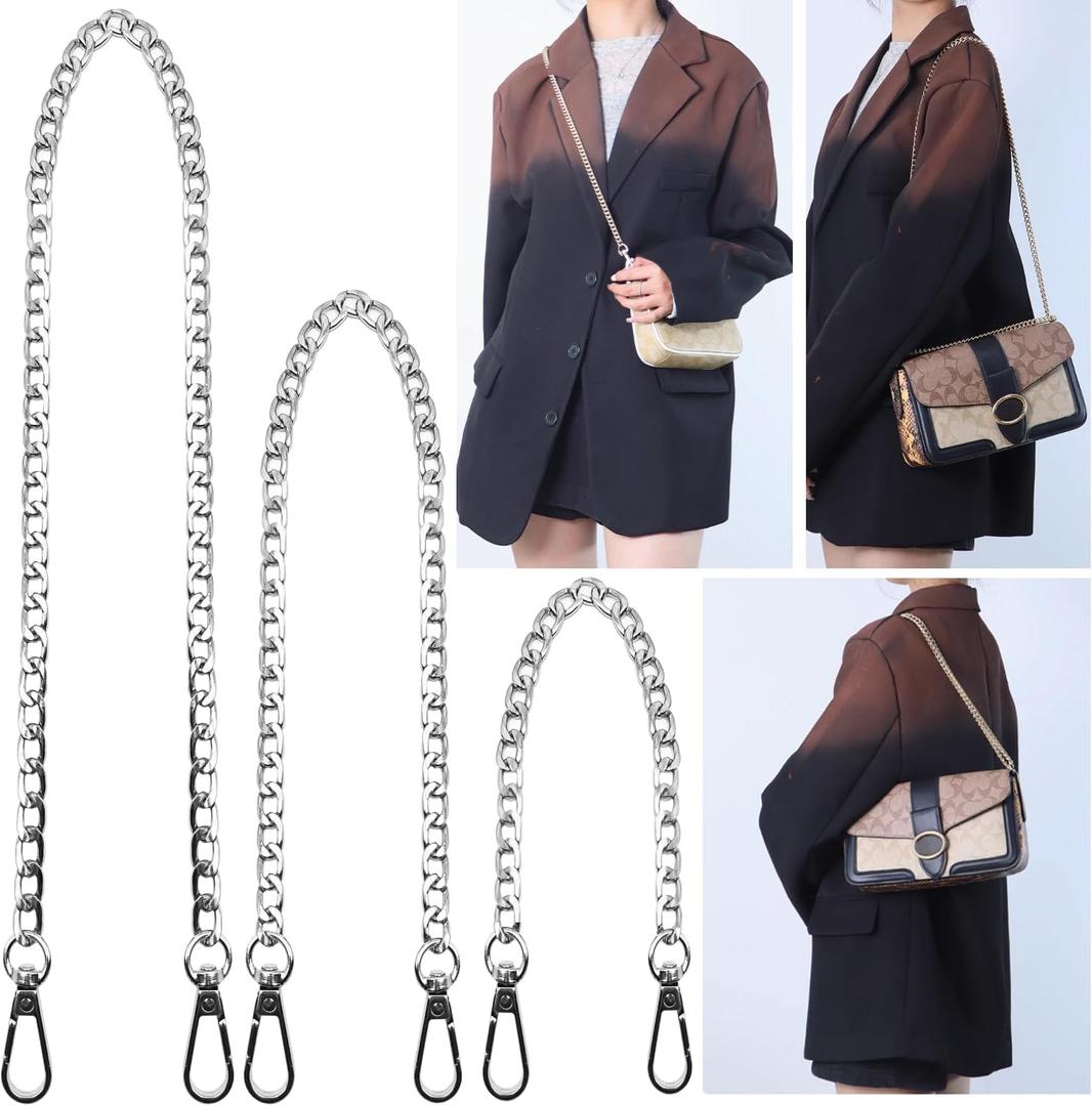 Hongbaite 3 Pack Silver Metal Chains for Purse Strap Wallet Bag Chain Replacement (16",36",48")