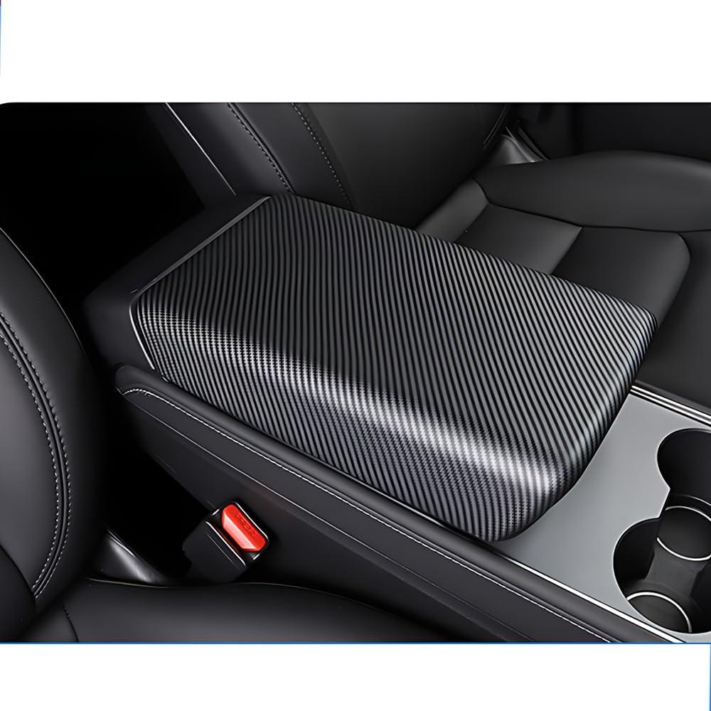 Tesla Model 3 / Y Arm Rest Cover & Center Console Cover, Compatible with 2017-2023 Model 3 and 2020-2024 Model Y, ABS Material Scratch Resistant (Matte Carbon Fiber Pattern)