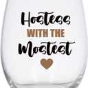 Fatbaby Hostess Gifts Drink Cooler Glass, Funny Stemless Drink Cooler Glass For Lady of the House Christmas Thank You Gifts Hostess With The Mostest 15 OZ