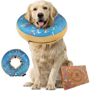 Dog Donut Collar | Alternative to Traditional or Soft Dog Cones | Inflatable Post-Surgery Cone for M/L Dogs