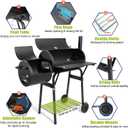 HaSteeL Outdoor Charcoal Grill with Cover, Large Barrel BBQ Grill with Offset Smoker, Great for Camping Patio Backyard Garden Party Picnic Beach, Large 420.SQ.IN Cooking Area, 2 Screwdrivers - Black