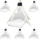 6 Pcs Kids Teepee Tent Bulk with Light String Inflatable Airbed Bedding Fitted Sheet and Markeable Small Blackboards for Boys Girls Indoor Outdoor Slumber Party (White)