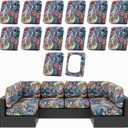 hyha 14Pcs Patio Cushion Covers, Stretch Outdoor Couch Cushion Covers Replacement, Washable Outdoor Chair/Sofa Slipcovers for Patio Furniture Cushions Protector with Elastic Bottom(Paisley,Cover Only)