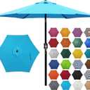 7.5 ft Patio Umbrella, Yard Umbrella, Outdoor Market Umbrella with Push Button Tilt Crank (Light Blue)