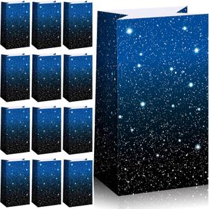Marspark 28 Pcs Space Party Galaxy Gift Bags Starry Night Favor Bags Outer Space Stars Goodie Galaxy Party Decor Treat Candy Popcorn Gift Present