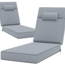 80 x 26 x 4 Inch Olefin Chaise Lounge Cushions, Lounge Chair Cushions with Headrest for Outdoor Furniture - Weather and Fade Resistant Patio Replacement Furniture Lounge Chair Cushion Set of 2