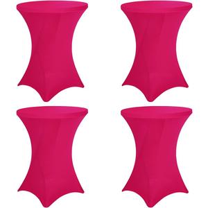 4 Pack 32x43 Inch Cocktail Table Cover Spandex Stretch Square Corners Tablecloth, Beige Cocktail Round Table Cloth, Fitted High Top Table for Bar, Weddings, Birthday, Banquet, Party (Pink)