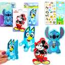 Disney Hair Claw Clip Set - 3 Pc Accessories Bundle with Stitch, Bluey, Mickey Mouse Claw Clips for Girls Plus Stickers, More | Disney Hair Accessories for Women, Girls, Kids