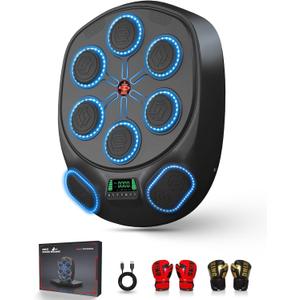 New Smart Music Boxing Machine & Interactive Punching Trainer | 8-Target with LED Rhythm Lights & Wall Mount | Home Workout & Fun for Adults/Kids, Ideal Gift (24.41*20.28*4.72)