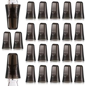 Chengu 24 Pieces Liquor Bottle Covers Pour Spout Covers Bar Toppers for Bottles Universal Pour Dispenser Dust Translucent Silicone Rubber Spout Caps for Bar Home Kitchen Tools Supplies (Black)